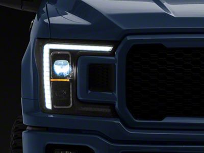 Full LED Headlights; Black Housing; Clear Lens (18-20 F-150 w/ Factory Halogen Non-BLIS Tail Lights)