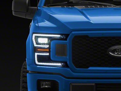 Full LED Headlights; Black Housing; Clear Lens (18-20 F-150 w/ Factory Halogen Headlights)