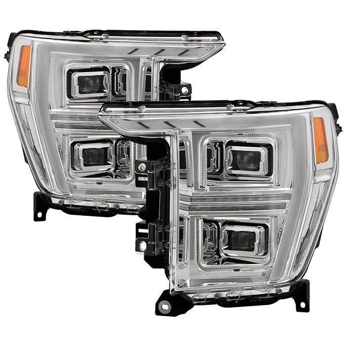 Full LED Headlights; Chrome Housing; Clear Lens (21-23 F-150 w/ Factory Halogen Headlights)