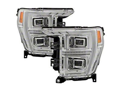 Full LED Headlights; Chrome Housing; Clear Lens (21-23 F-150 w/ Factory Halogen Headlights)