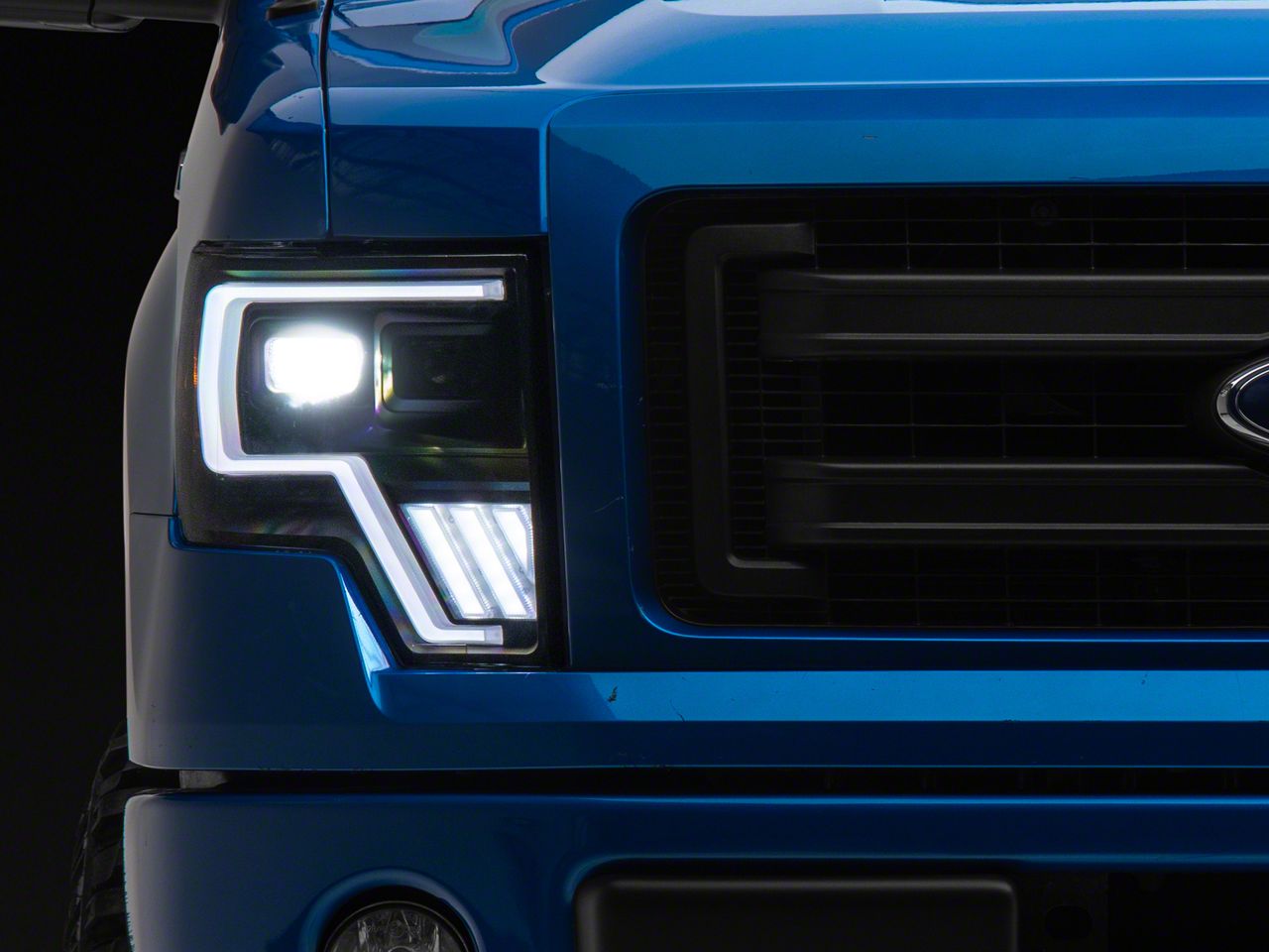 F150 Full LED Projector Headlights; Black Housing; Clean Lens (0914 F