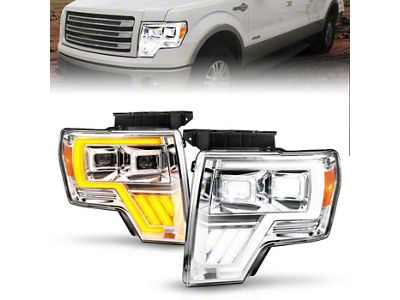 Full LED Projector Headlights; Chrome Housing; Clean Lens (09-14 F-150 w/ Factory Halogen Headlights)