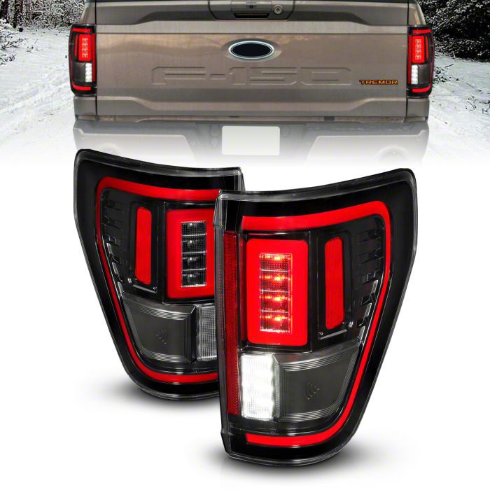 Full LED Tail Lights with Sequential Turn Signal; Black Housing; Clear Lens (21-23 F-150 w/ Factory Halogen Non-BLIS Tail Lights)