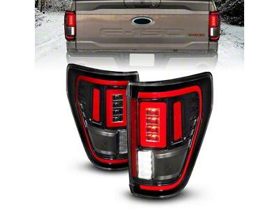 Full LED Tail Lights with Sequential Turn Signal; Black Housing; Clear Lens (21-23 F-150 w/ Factory Halogen Non-BLIS Tail Lights)