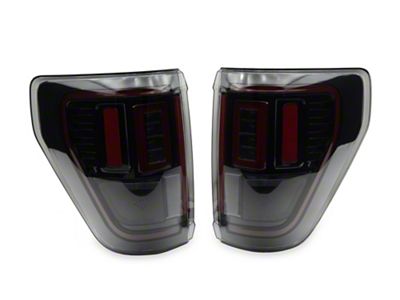 Full LED Tail Lights with Sequential Turn Signal; Black Housing; Clear Lens (21-23 F-150 w/ Factory LED BLIS Tail Lights)