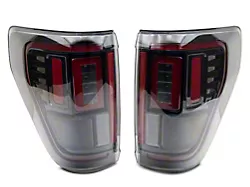 Full LED Tail Lights with Sequential Turn Signal; Black Housing; Clear Lens (21-23 F-150 w/ Factory LED BLIS Tail Lights)
