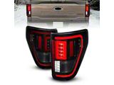 Full LED Tail Lights with Sequential Turn Signal; Black Housing; Smoked Lens (21-23 F-150 w/ Factory LED BLIS Tail Lights)