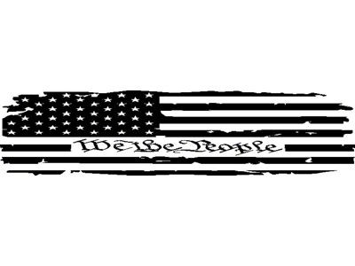 Full Rear Glass Tattered American We The People Flag Decal; Gloss Black (97-24 F-150)