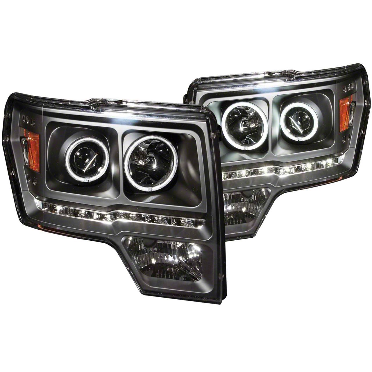 G2 CCFL Halo Projector Headlights; Black Housing; Clear Lens (09-14 F-150 w/ Factory Halogen Headlights)