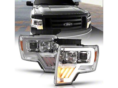 G4 Light Bar Projector Headlights; Chrome Housing; Clear Lens (09-14 F-150 w/ Factory Halogen Headlights)