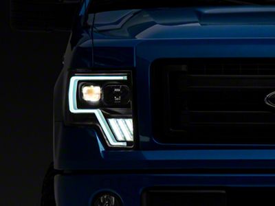 Raxiom Axial Series G4 Light Bar Switchback Projector Headlights; Black Housing; Clear Lens (09-14 F-150 w/ Factory Halogen Headlights)