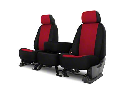 Genuine Neoprene Custom 1st Row Bench Seat Covers; Red/Black (21-24 F-150 w/ Bench Seat)