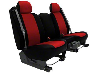 Genuine Neoprene Custom 2nd Row Bench Seat Covers; Red/Black (22-25 F-150 SuperCab)