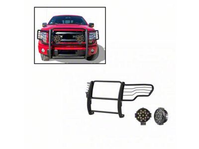 Grille Guard with 7-Inch Black Round LED Lights; Black (09-14 F-150, Excluding Raptor)