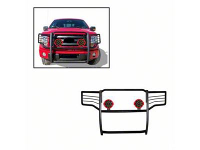 Grille Guard with 7-Inch Red Round LED Lights; Black (09-14 F-150, Excluding Raptor)