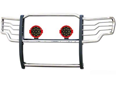 Grille Guard with 7-Inch Round LED Lights; Polished (15-20 F-150, Excluding Raptor)