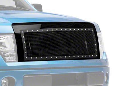 Rivet Style Upper Replacement Grille; Gloss Black (09-14 F-150, Excluding Raptor)