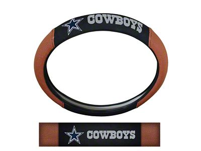 Grip Steering Wheel Cover with Dallas Cowboys Logo; Tan and Black (Universal; Some Adaptation May Be Required)