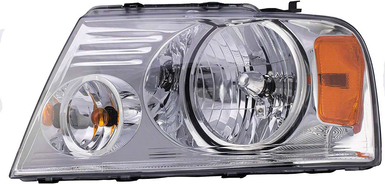 Halogen Headlight; Chrome Housing; Clear Lens; Driver Side (04-08 F-150)