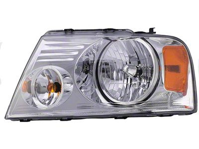 Halogen Headlight; Chrome Housing; Clear Lens; Driver Side (04-08 F-150)