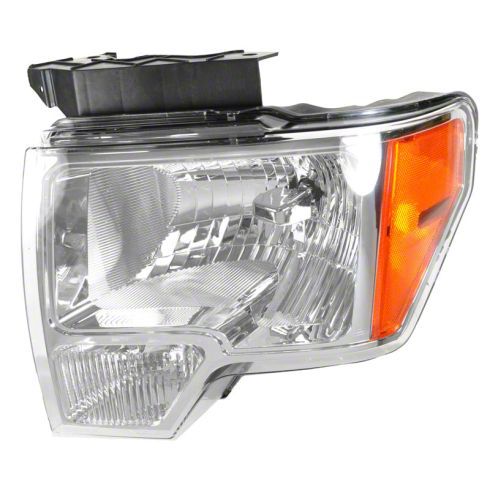 Halogen Headlight; Chrome Housing; Clear Lens; Driver Side (09-14 F-150 w/ Factory Halogen Headlights)
