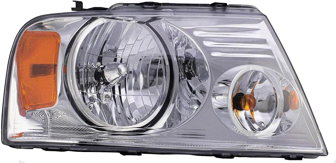 Halogen Headlight; Chrome Housing; Clear Lens; Passenger Side (04-08 F-150)
