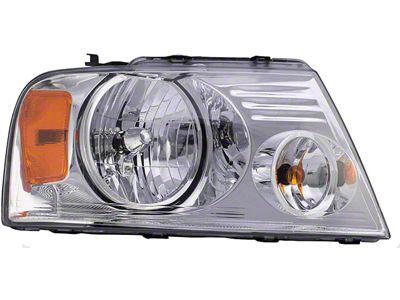 Halogen Headlight; Chrome Housing; Clear Lens; Passenger Side (04-08 F-150)