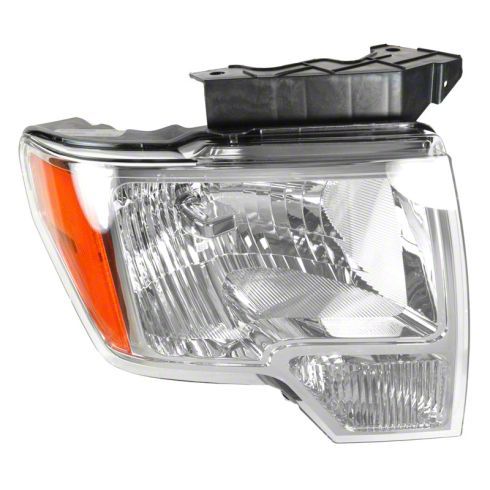 Halogen Headlight; Chrome Housing; Clear Lens; Passenger Side (09-14 F-150 w/ Factory Halogen Headlights)