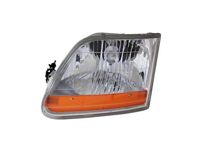 CAPA Replacement Halogen Headlight; Chrome Housing; Clear Lens; Driver Side (01-03 F-150)