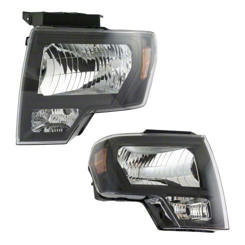 Halogen Headlights; Black/Chrome Housing; Clear Lens (09-14 F-150 w/ Factory Halogen Headlights)