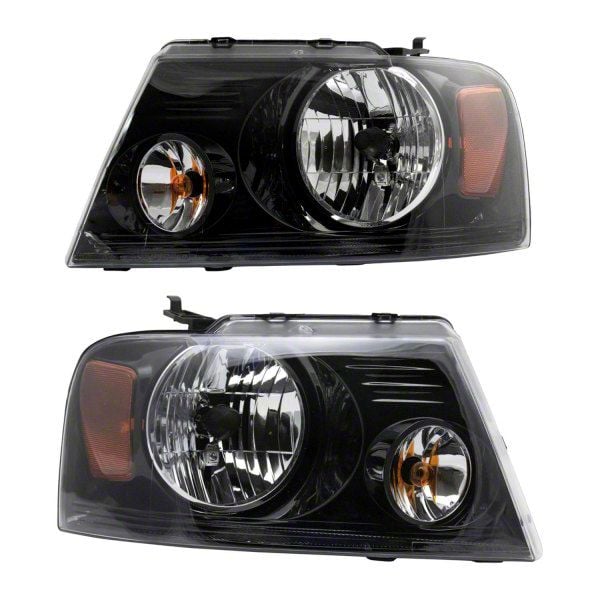 Halogen Headlights; Black Housing; Clear Lens (06-08 F-150)