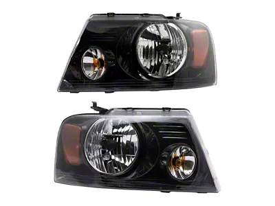Halogen Headlights; Black Housing; Clear Lens (06-08 F-150)