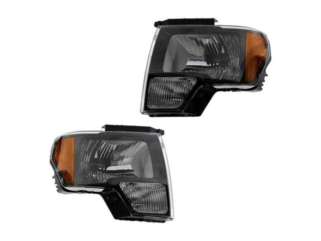 Halogen Headlights; Black Housing; Clear Lens (09-14 F-150 w/ Factory Halogen Headlights)