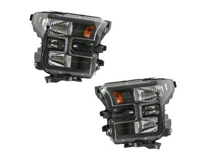 Halogen Headlights; Black Housing; Clear Lens (15-17 F-150 w/ Factory Halogen Headlights)