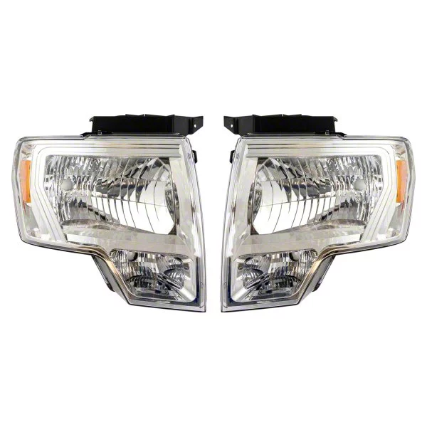 Halogen Headlights; Chrome Housing; Clear Lens (09-14 F-150 w/ Factory Halogen Headlights)