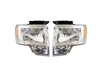 Halogen Headlights; Chrome Housing; Clear Lens (09-14 F-150 w/ Factory Halogen Headlights)