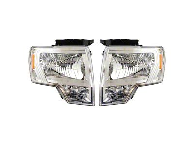 Halogen Headlights; Chrome Housing; Clear Lens (09-14 F-150 w/ Factory Halogen Headlights)