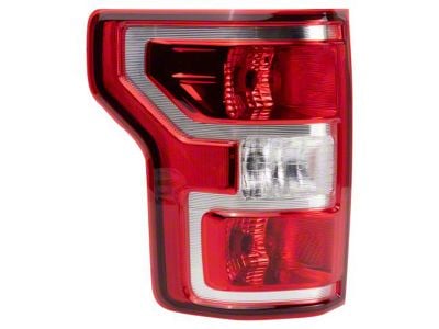 Halogen Tail Light; Chrome Housing; Red Clear Lens; Driver Side (18-20 F-150 w/ Factory Halogen Tail Lights)