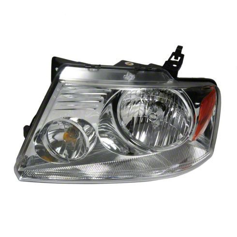 Headlight; Chrome Housing; Clear Lens; Driver Side (04-08 F-150)