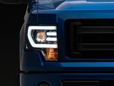 LED DRL Projector Headlights with Clear Corner Lights; Chrome Housing; Smoked Lens (09-14 F-150 w/ Factory Halogen Headlights)