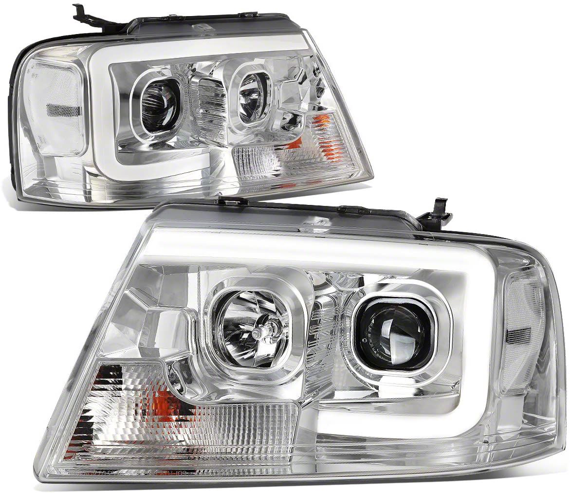 LED DRL G2 Projector Headlights with Clear Corner Lights; Chrome Housing; Clear Lens (04-08 F-150)