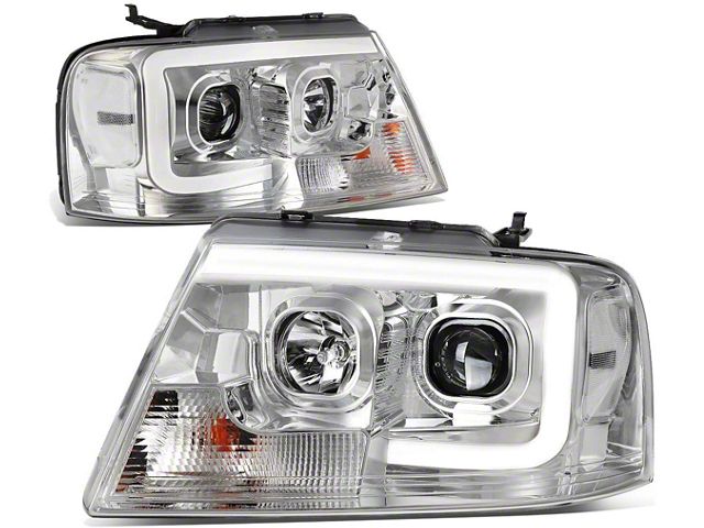 LED DRL G2 Projector Headlights with Clear Corner Lights; Chrome Housing; Clear Lens (04-08 F-150)