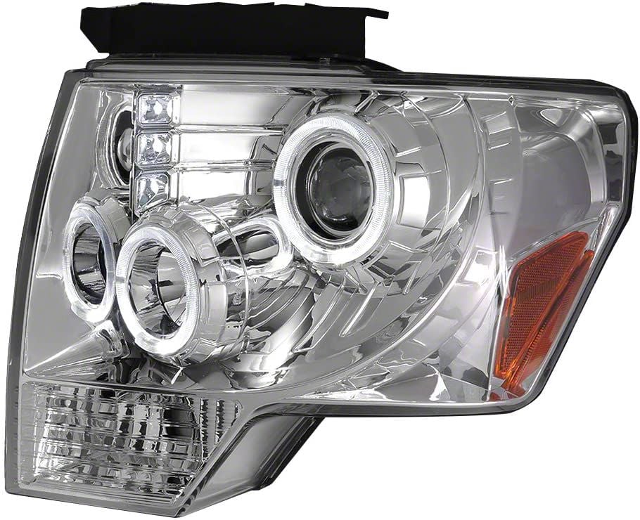 LED Halo Projector Headlights; Chrome Housing; Clear Lens (09-14 F-150 w/ Factory Halogen Headlights)