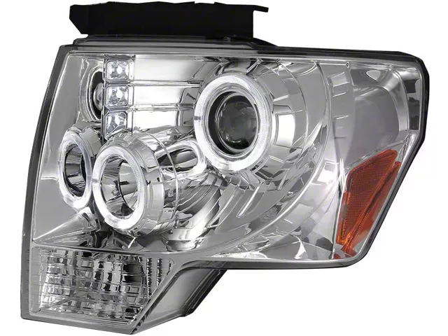 LED Halo Projector Headlights; Chrome Housing; Clear Lens (09-14 F-150 w/ Factory Halogen Headlights)