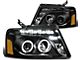 LED DRL Halo Projector Headlights; Black Housing; Clear Lens (04-08 F-150)