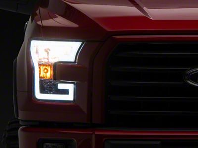 LED DRL Headlights with Clear Corner Lights; Chrome Housing; Clear Lens (15-17 F-150 w/ Factory Halogen Headlights)
