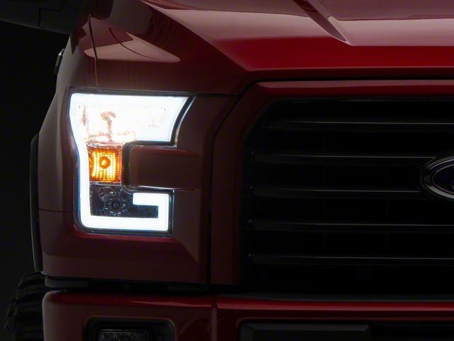LED DRL Headlights with Clear Corner Lights; Chrome Housing; Clear Lens (15-17 F-150 w/ Factory Halogen Headlights)