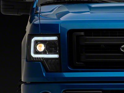 LED DRL Projector Headlights with Clear Corner Lights; Chrome Housing; Smoked Lens (09-14 F-150 w/ Factory Halogen Headlights)