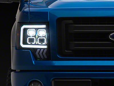 LED DRL Projector Headlights For 2009-2014 Ford F150 – Pair, Chrome Housing, DOT Certified, Ylwspeed20