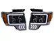 LED DRL Quad Projector Headlights with Amber Corner Lights; Black Housing; Clear Lens (09-14 F-150 w/ Factory Halogen Headlights)